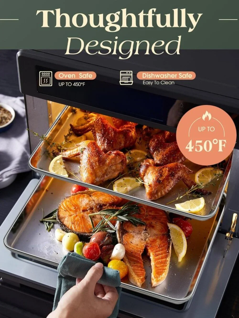 Set of 2 Heavy Duty Stainless Steel Baking Sheets - Nonstick, Warp Resistant